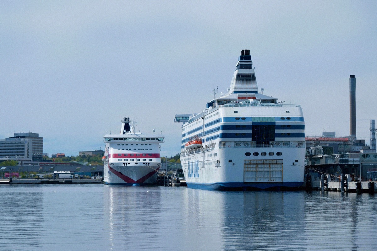 Baltic ferries at the Värtahamnen ferry port in Stockholm